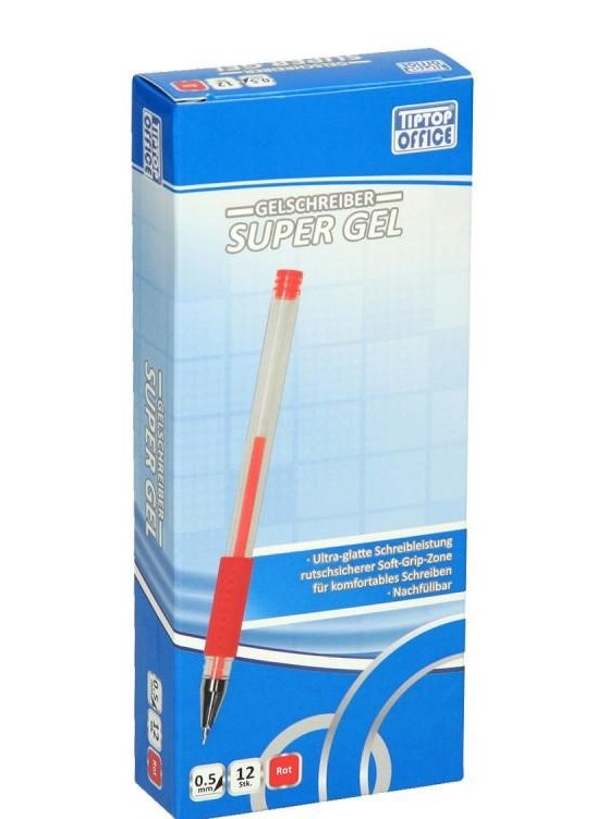 Gel kemijska olovka  ''Super Gel'' 0,5mm s kapicom Crvena